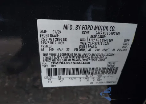 2024 Ford Edge Se from USA, damaged, VIN 2FMPK4G9XRBA84369